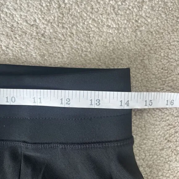 Halara Midi Skirt Medium Black High Waisted Drawstring Contrast Mesh Flowy NEW - Picture 3 of 6